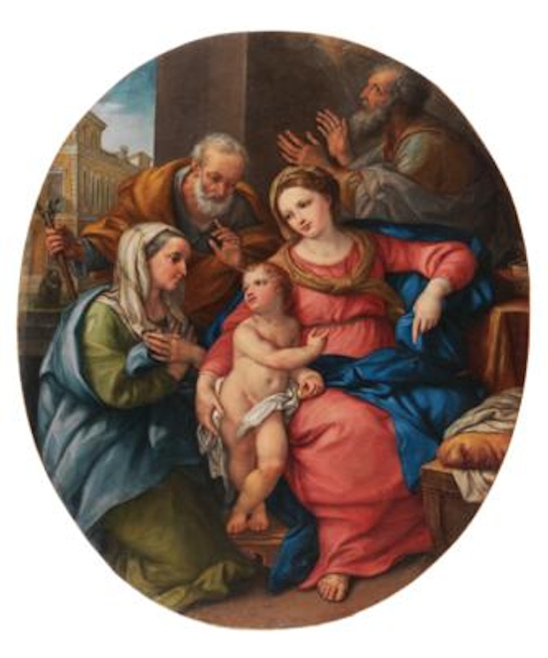 Holy family with Saint Elizabeth and Saint Zaccaria by Roman School