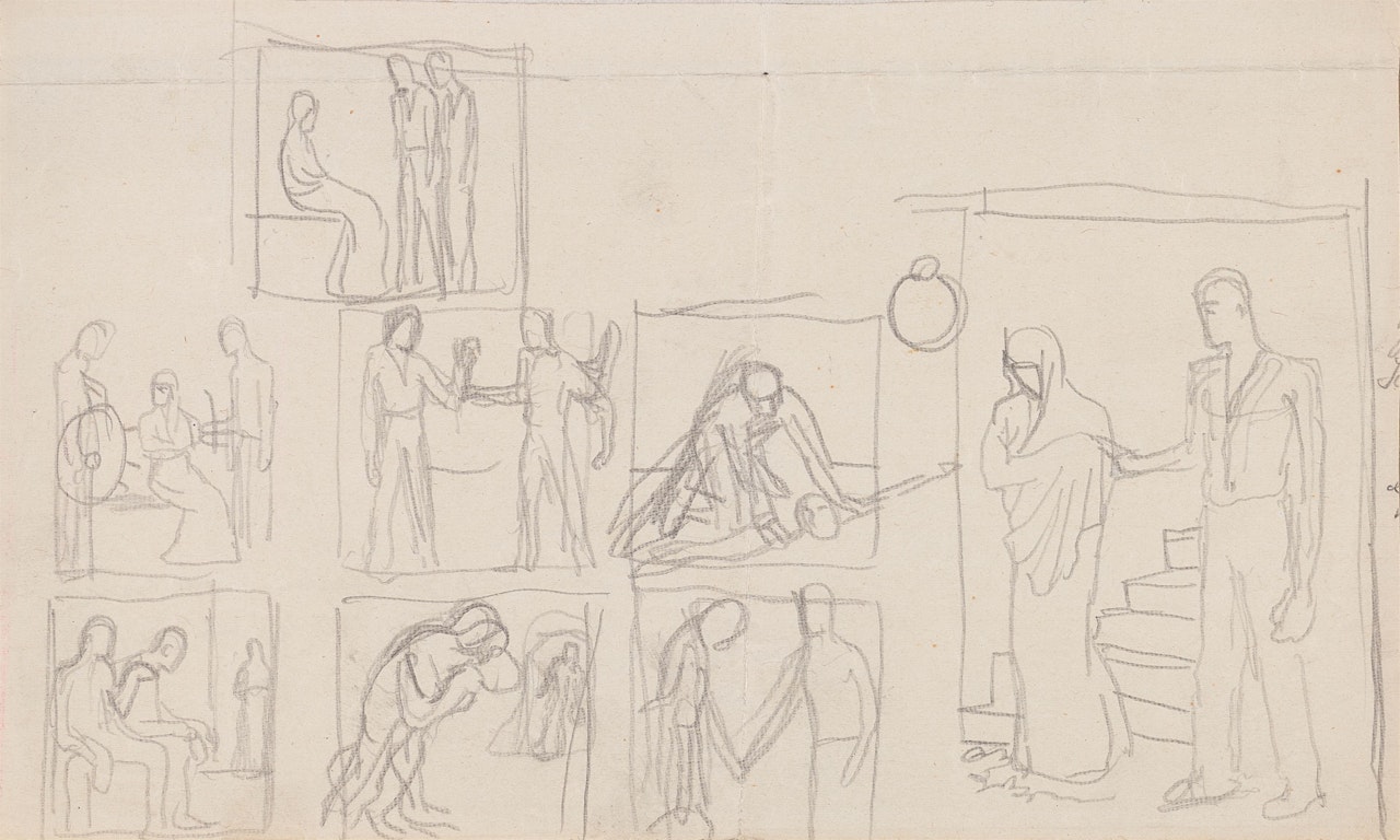 Illustration zu Wilhelm Schmidtbonn "Hilfe! Ein Kind ist vom Himmel gefallen." by August Macke