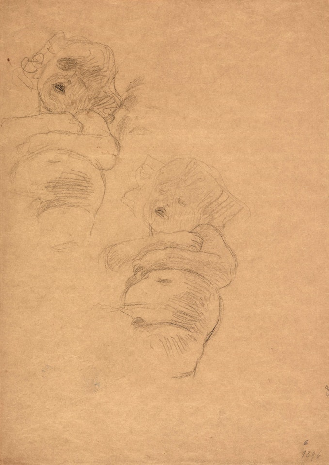 Zwei Studien eines schlafenden Kindes by Gustav Klimt