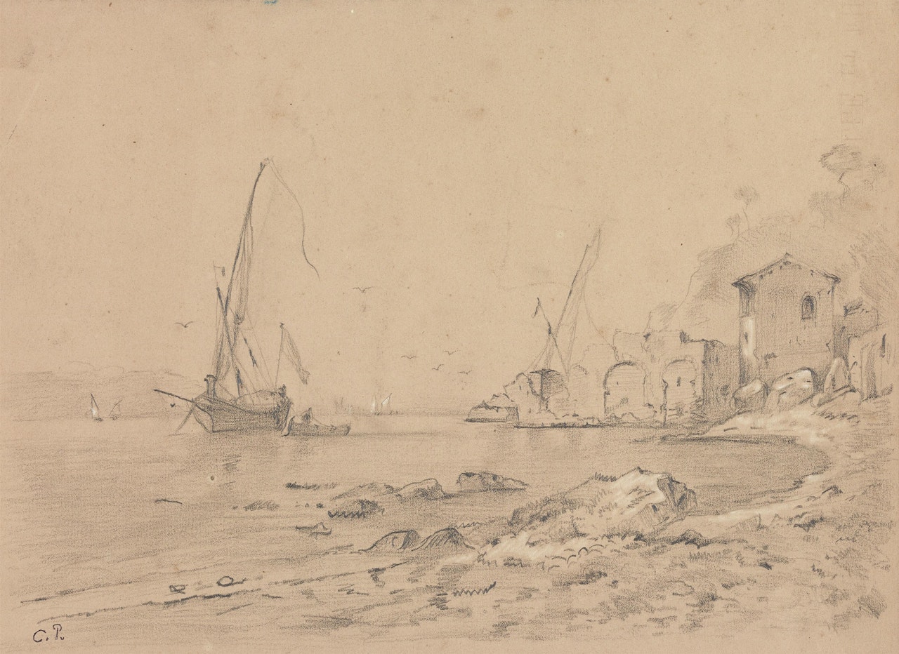 Bâteaux sur la côte by Camille Pissarro