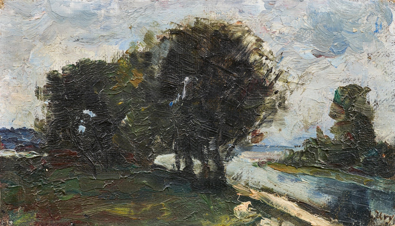 Bäume am Fluss by Lesser Ury
