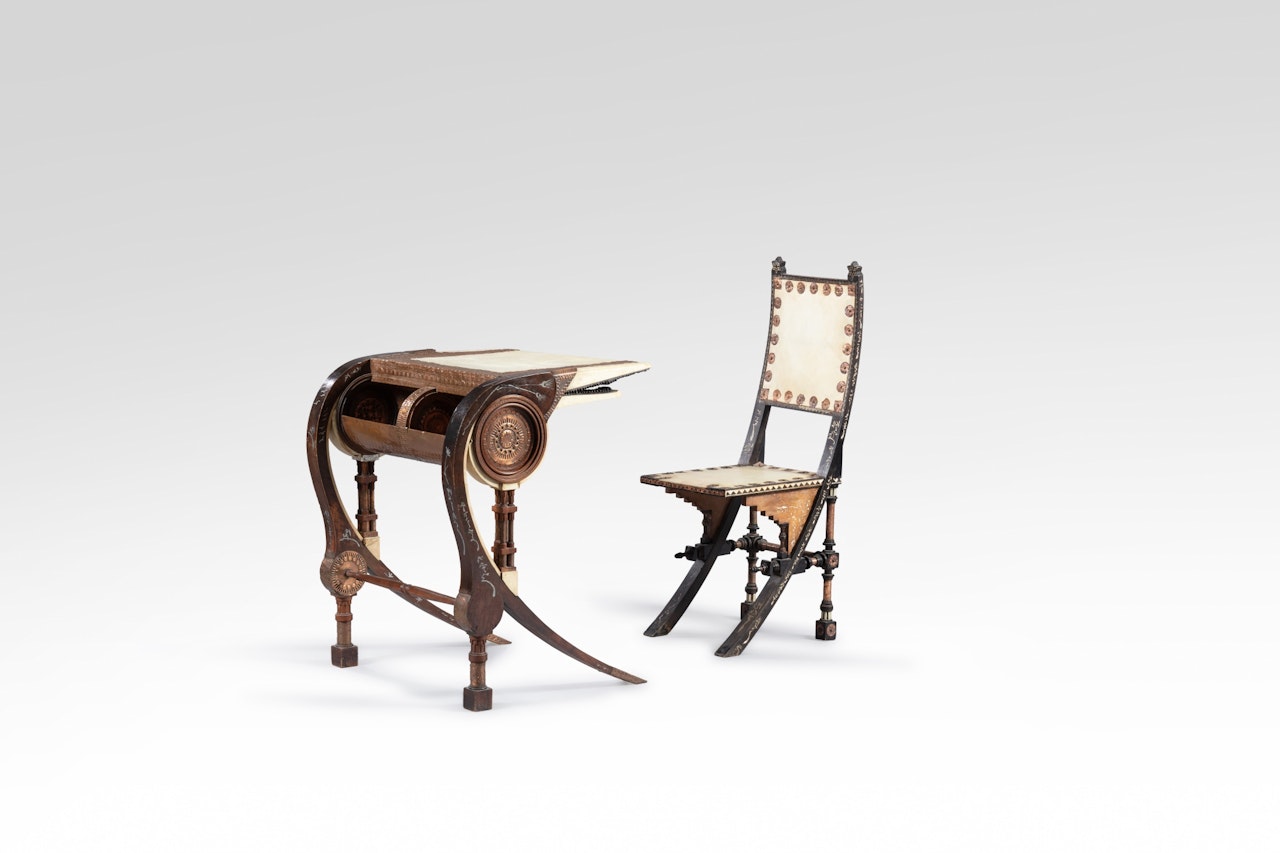 Desk and a chair by Carlo Bugatti