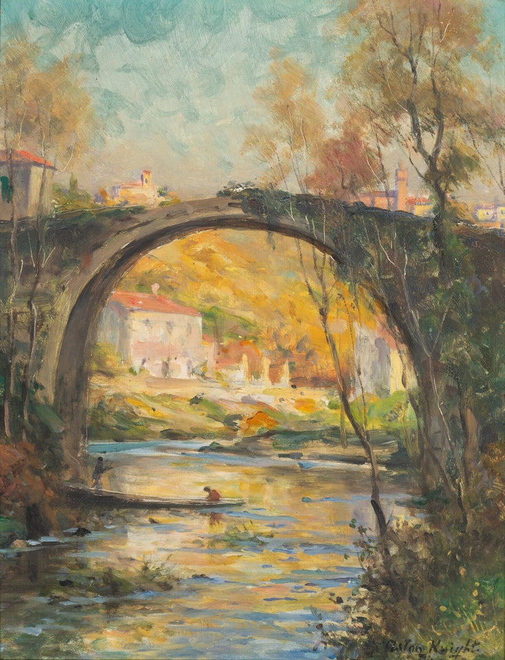 Roman Bridge, Florence by Louis Aston Knight