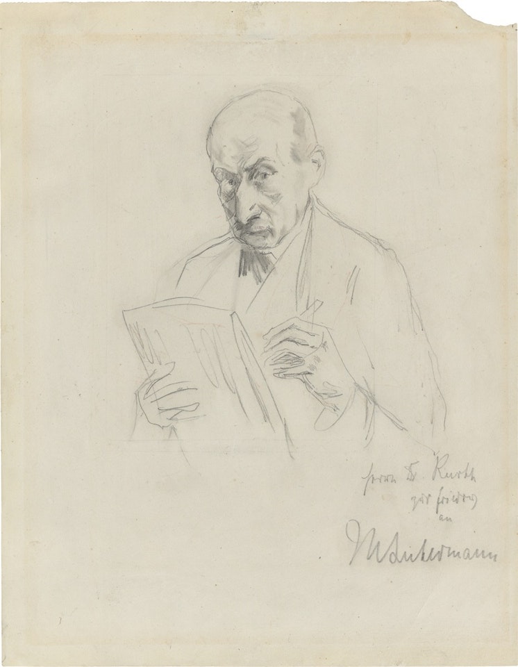 ”Selbstbildnis mit Zeichenblock” by Max Liebermann