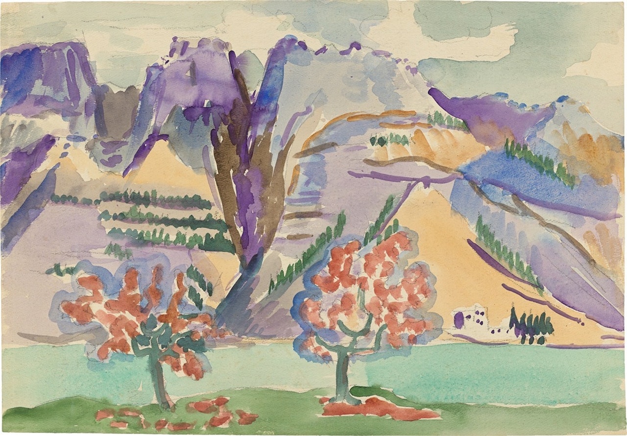 Alpine landscape with trees by Ernst Ludwig Kirchner