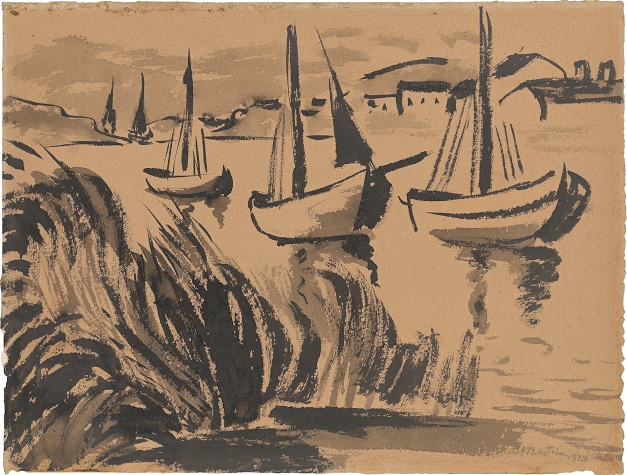 Fishing boats by Max Pechstein