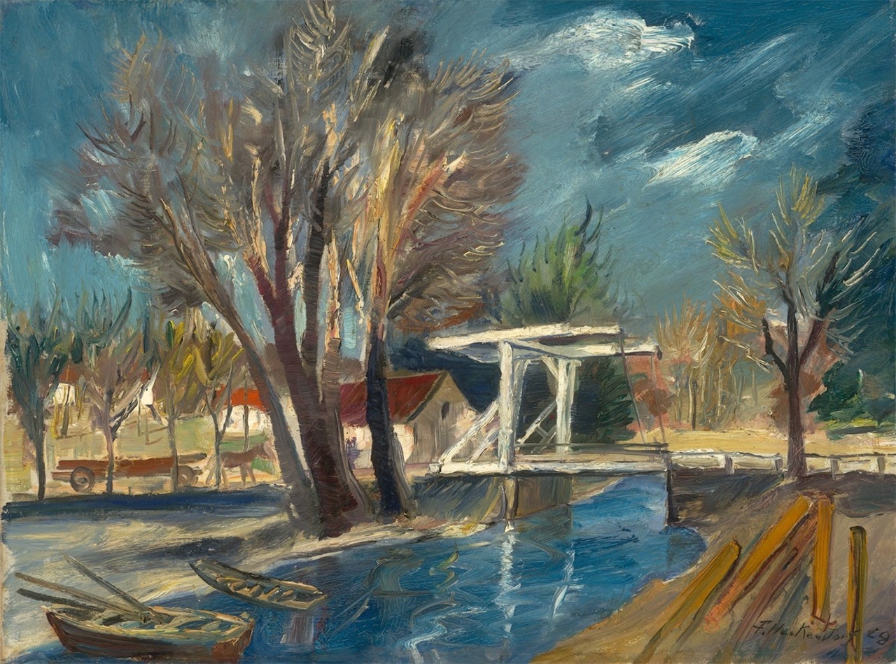 Drawbridge on Lake Molchow by Franz Heckendorf