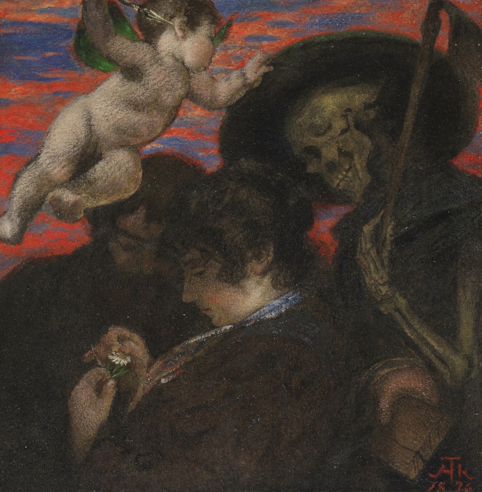 Amor vincit omnia (Liebespaar mit Amor und Tod) by Hans Thoma