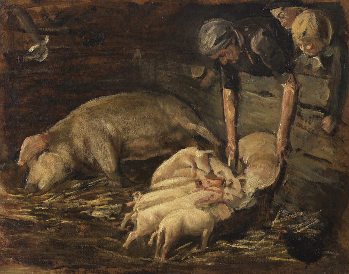 Schweinekoben, Wochenstube by Max Liebermann
