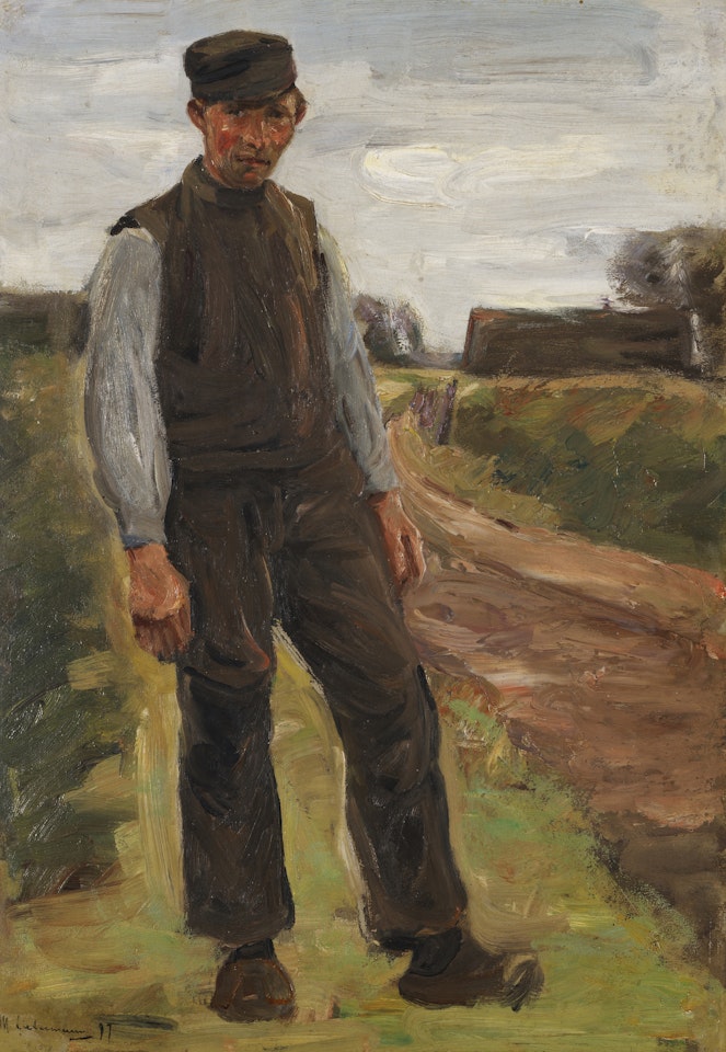 Stehender Bauer auf einem Wege; Entstanden in Holland, wo Liebermann seine bedeutendsten Motive entdeckt by Max Liebermann