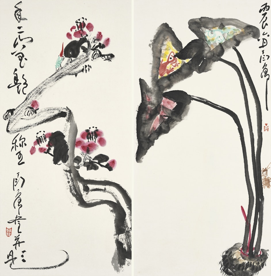 Camellia / Taro Leaves and Insects by Ding Yanyong