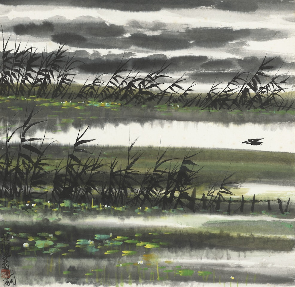 Goose Flying Over Lotus Pond by Lin Fengmian