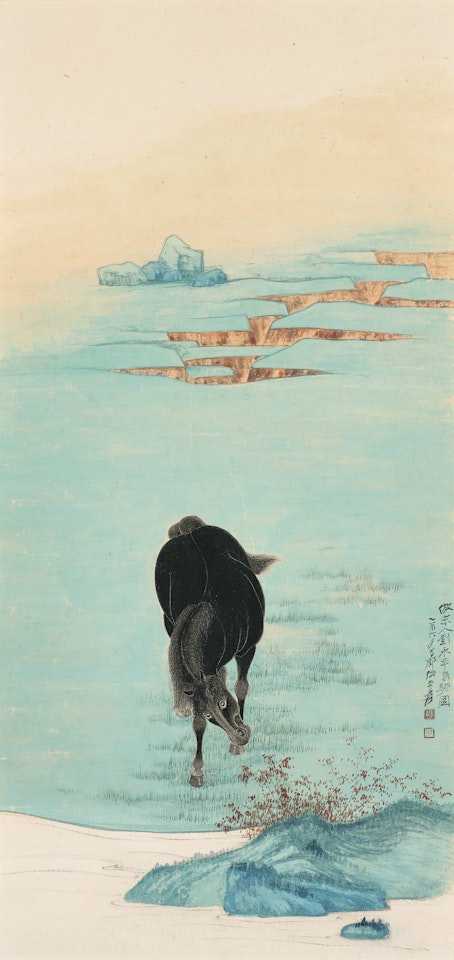 Black Horse After Liu Yongnian by Zhang Daqian