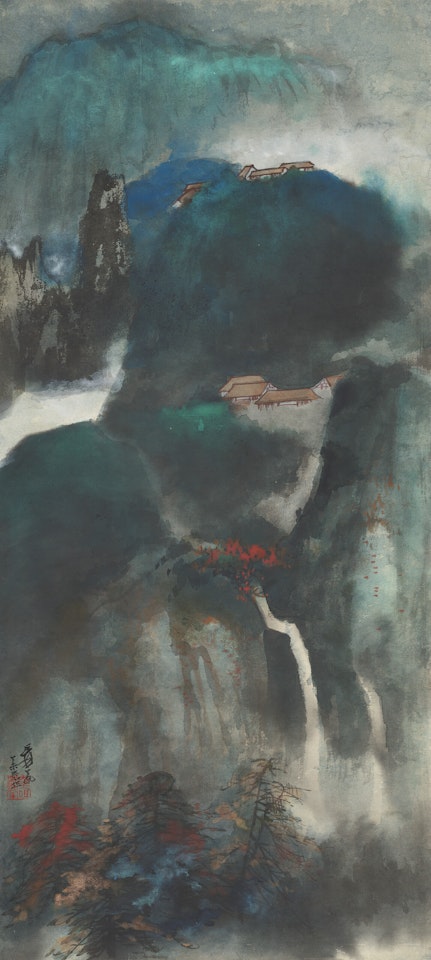 Waterfall in Mountains by Zhang Daqian