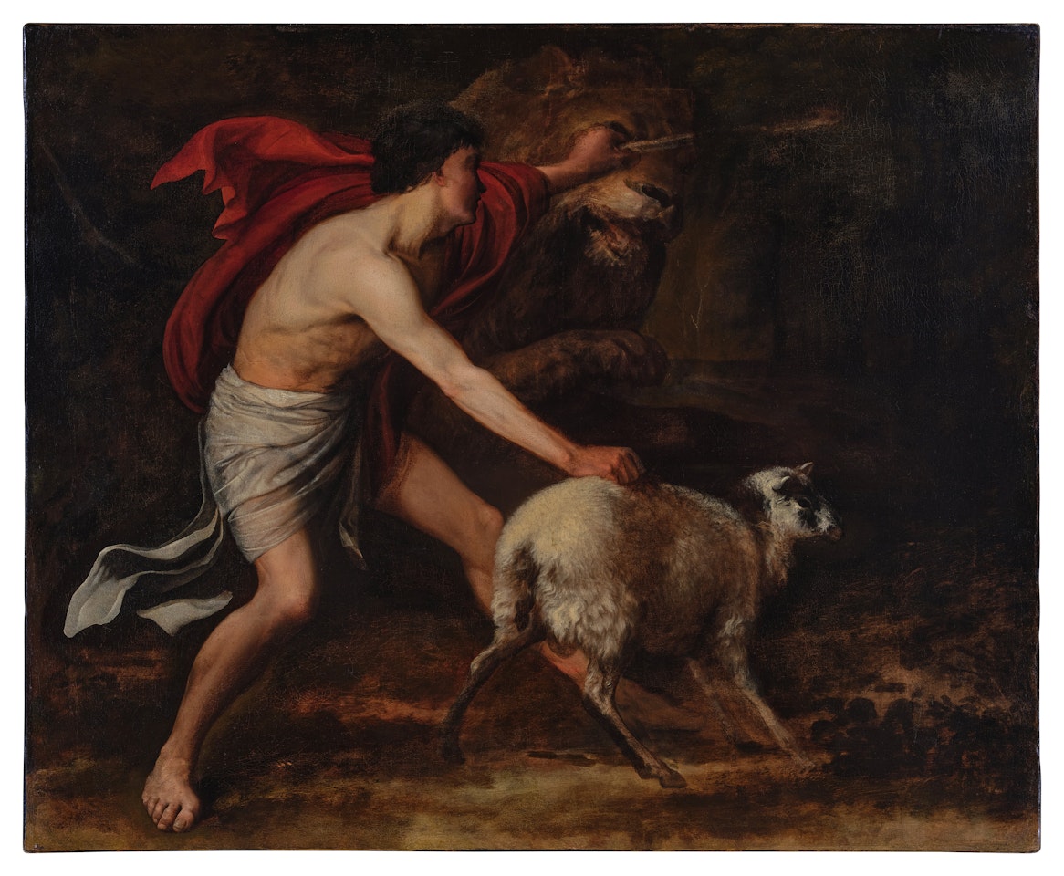 David Defending a Lamb from a Lion by BOLOGNESE SCHOOL