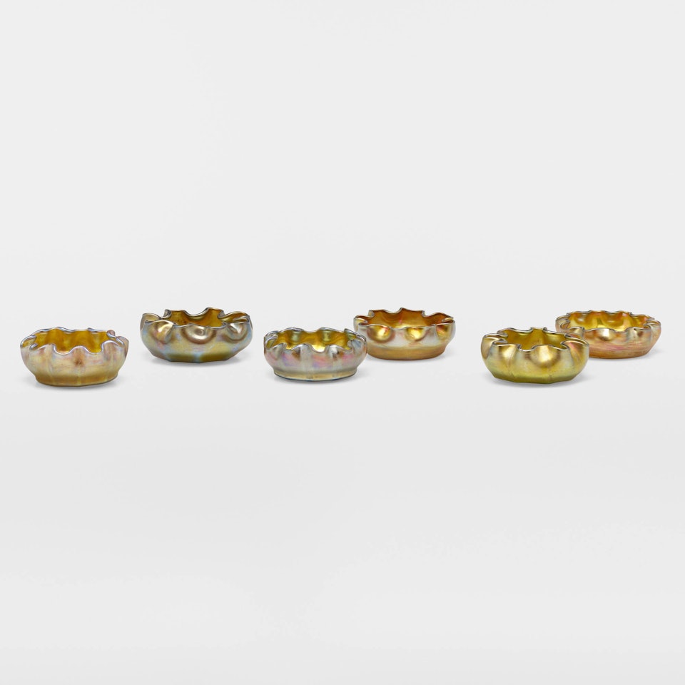 Collection of six salt cellars by Tiffany Studios