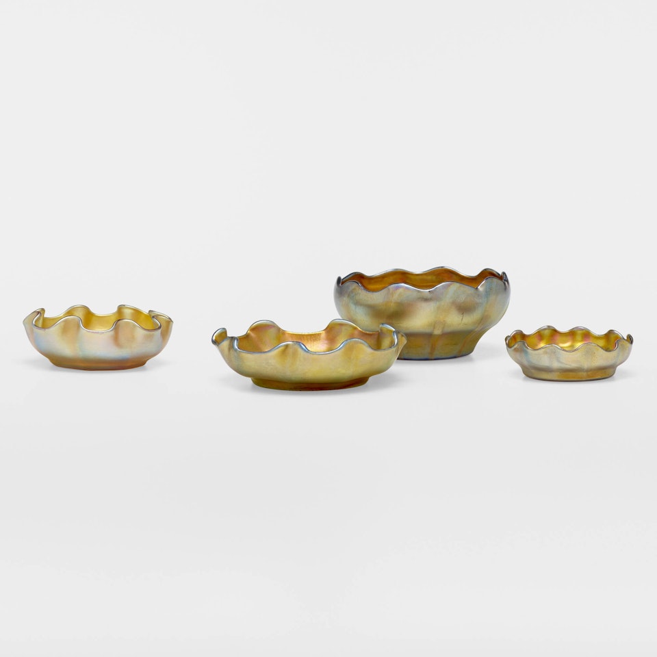 Collection of four salt cellars by Tiffany Studios