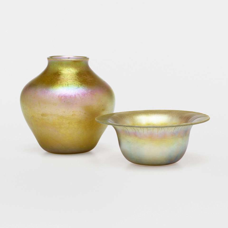 Vase and bowl by Tiffany Studios