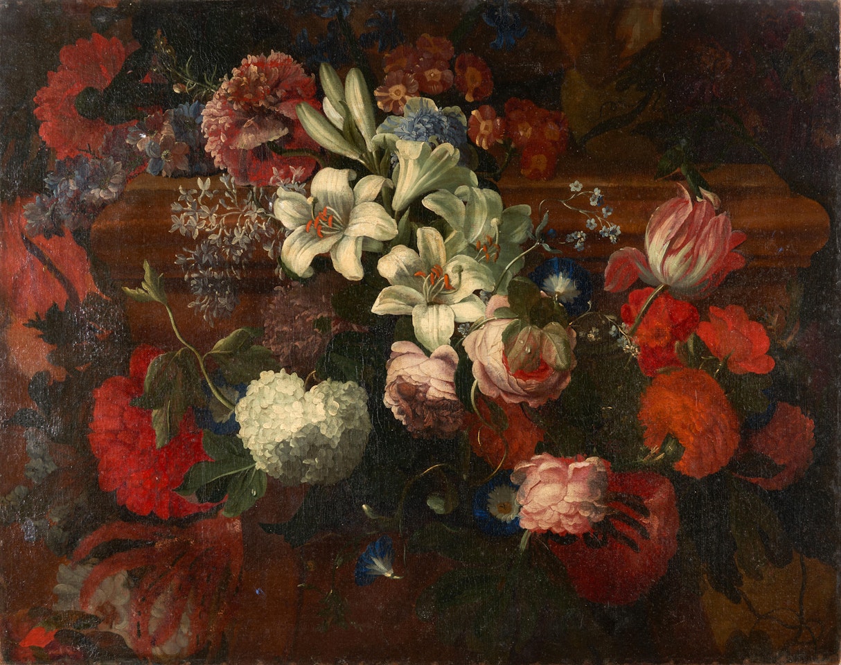A Floral Still Life with Hydrangeas, Lilies, and Peonies by Dutch School