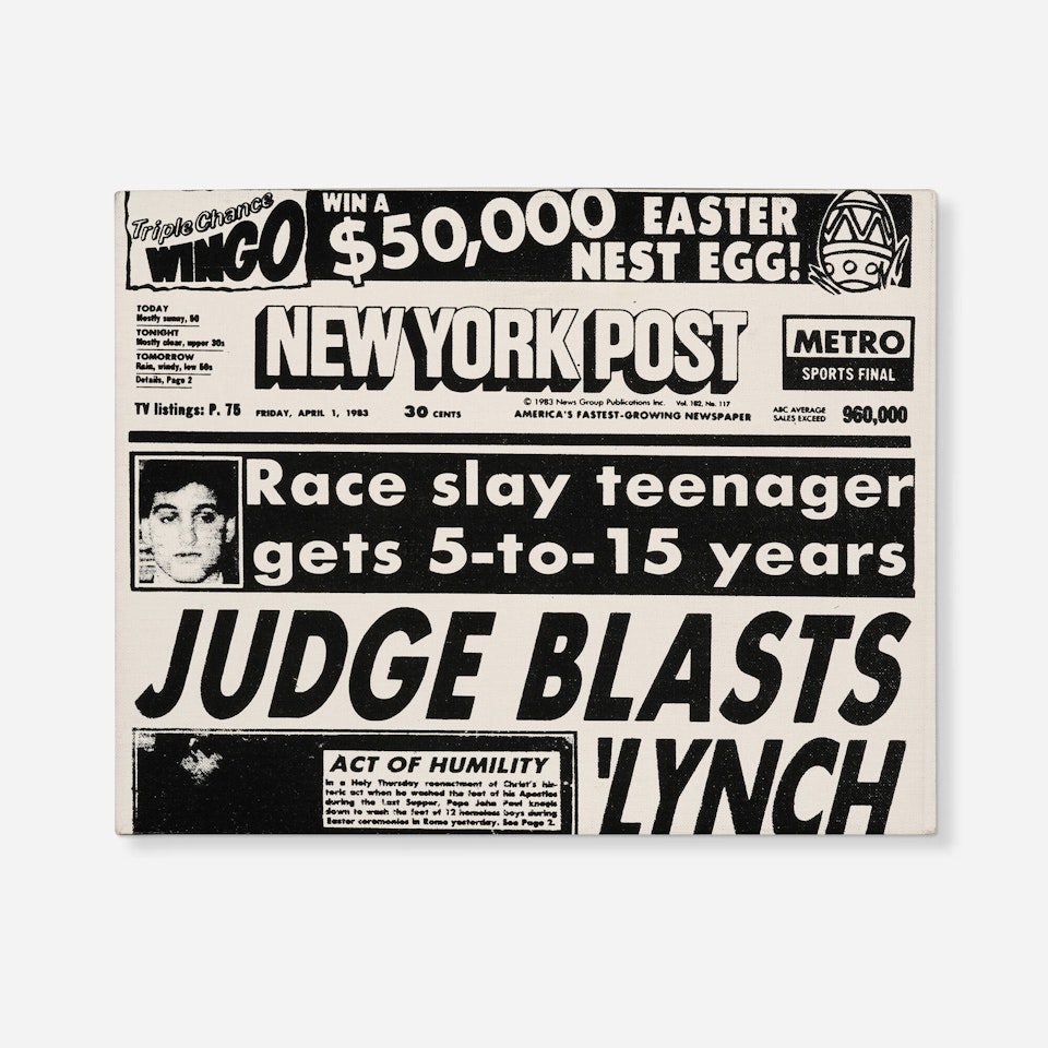 New York Post, Front Page (Judge Blasts Lynch) by Andy Warhol