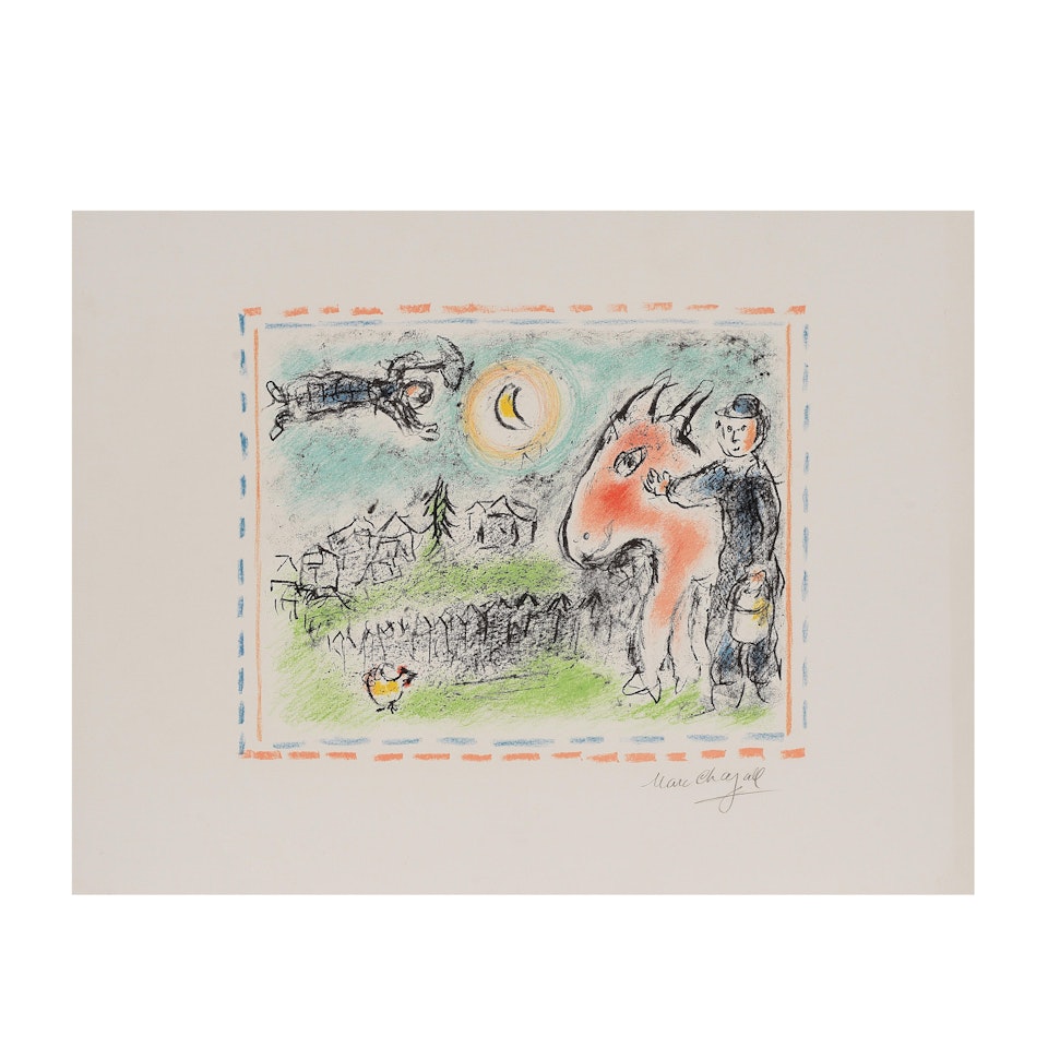 Village à l"âne rouge by Marc Chagall