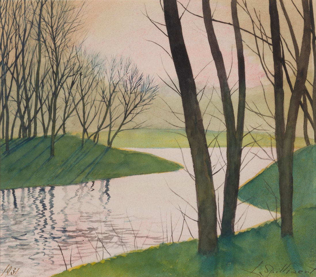 Arbres autour du lac du parc Marie-Henriette, Ostende by Léon Spilliaert