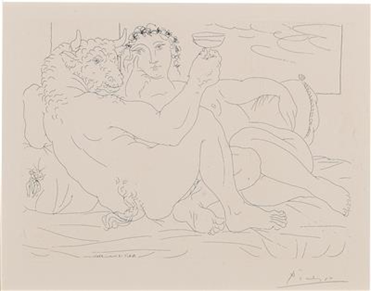 Minotaure, une Coupe à la Main, et Jeune Femme by Pablo Picasso