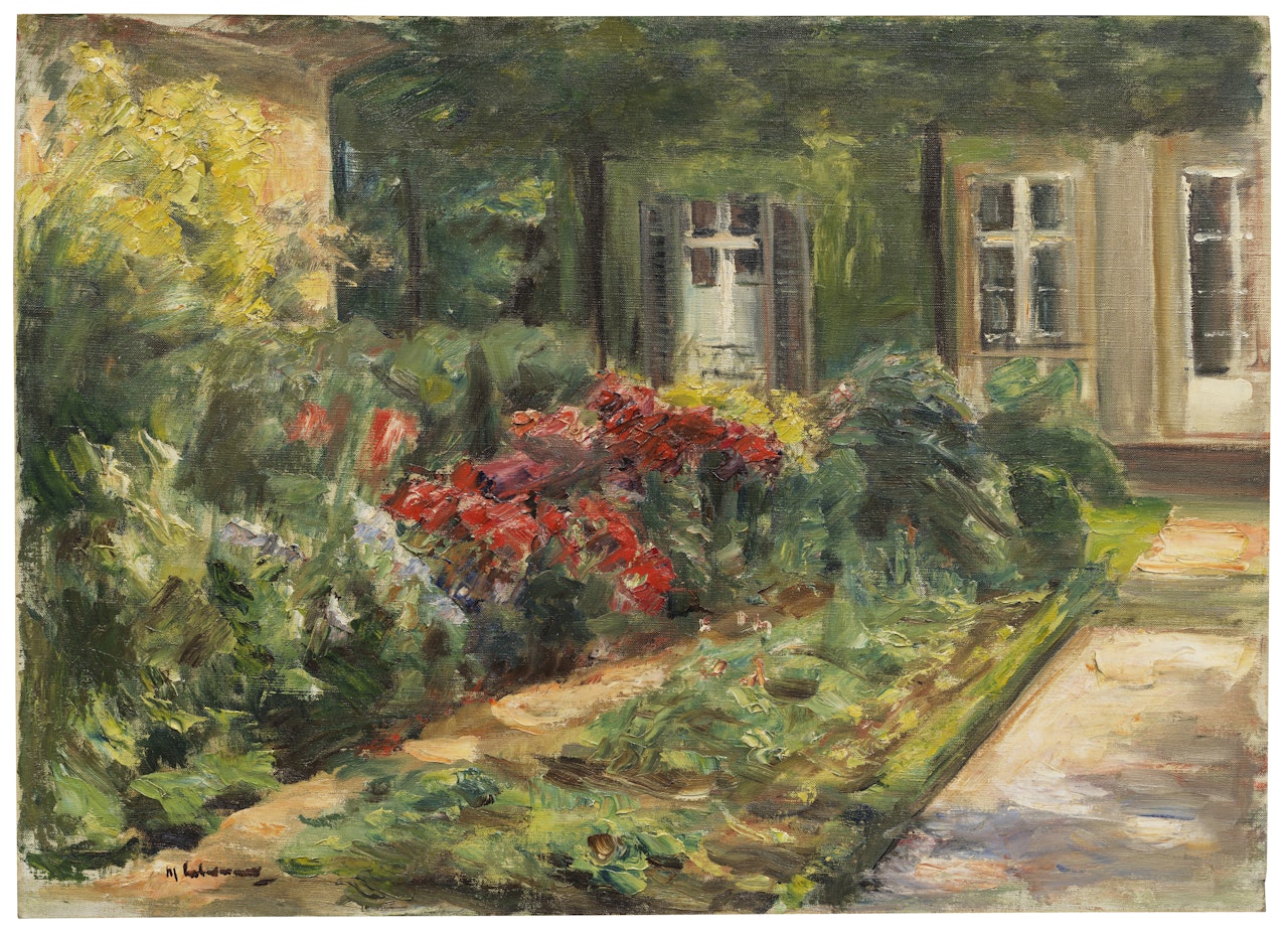 Wannseegarten - Haus mit roten Stauden by Max Liebermann