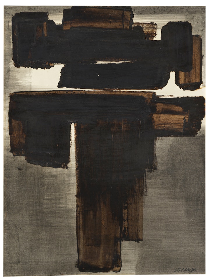 Brou de noix et encre sur papier by Pierre Soulages