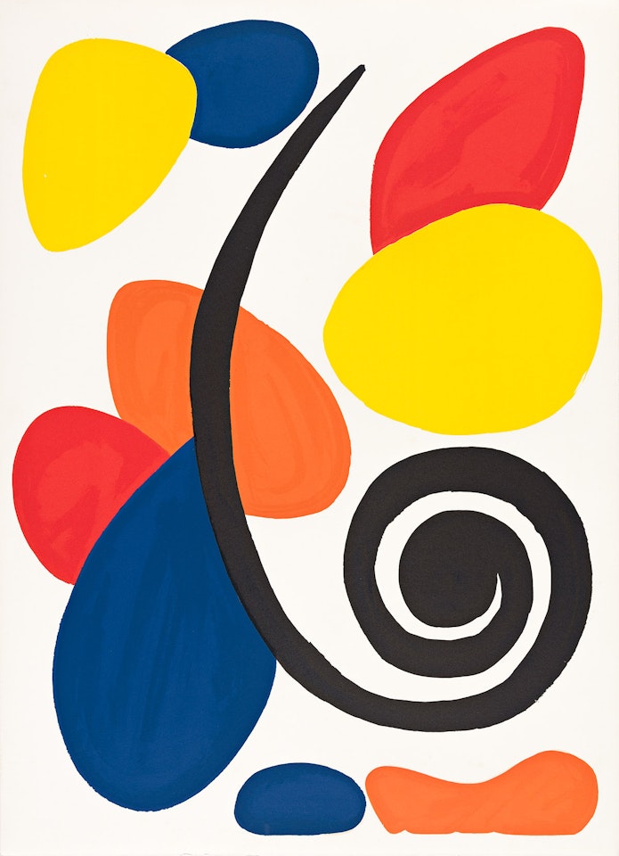 Color Elipses and Black Spiral; The Blue Balloon by Alexander Calder