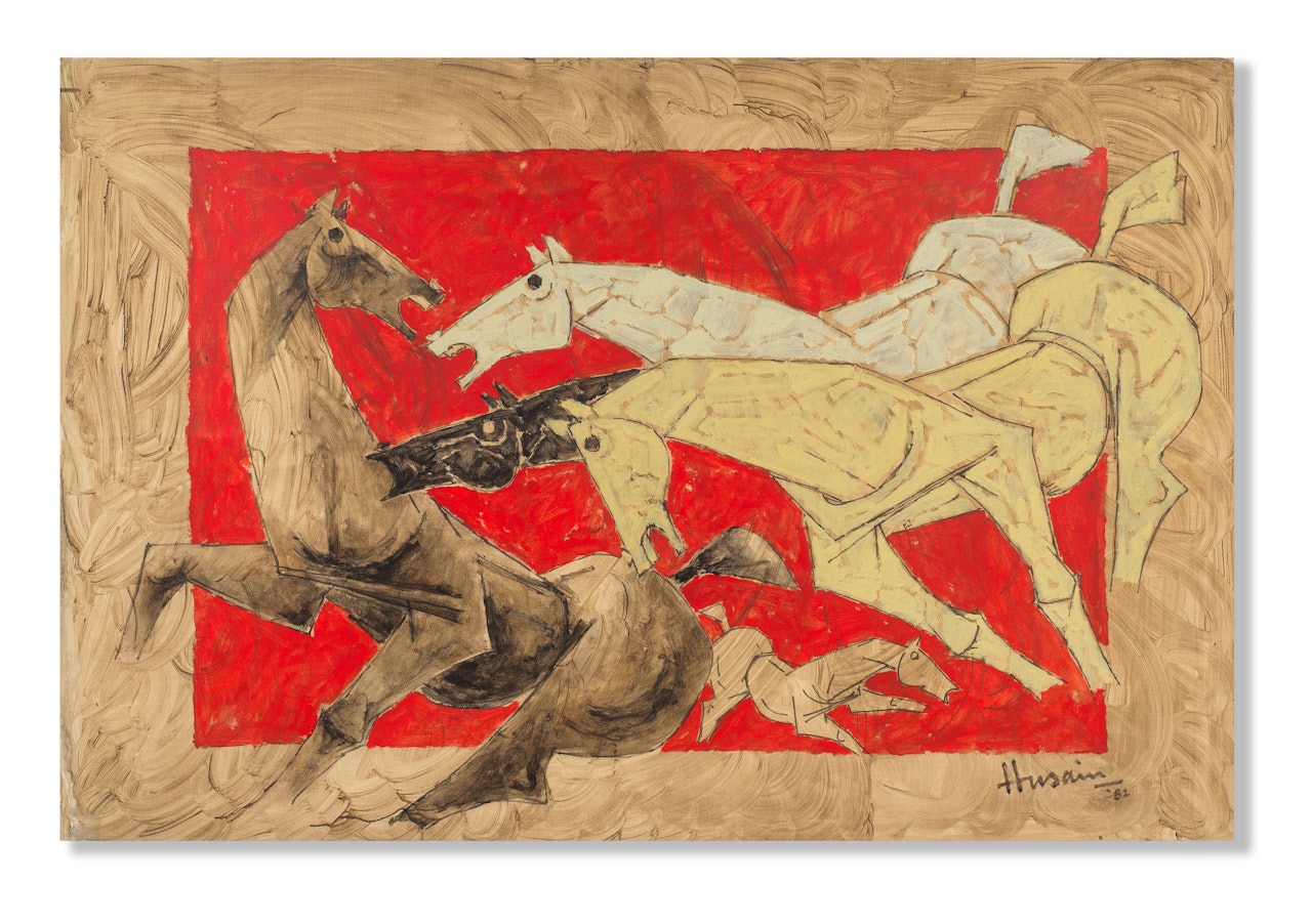 Untitled (Five Horses) by M.F. Husain