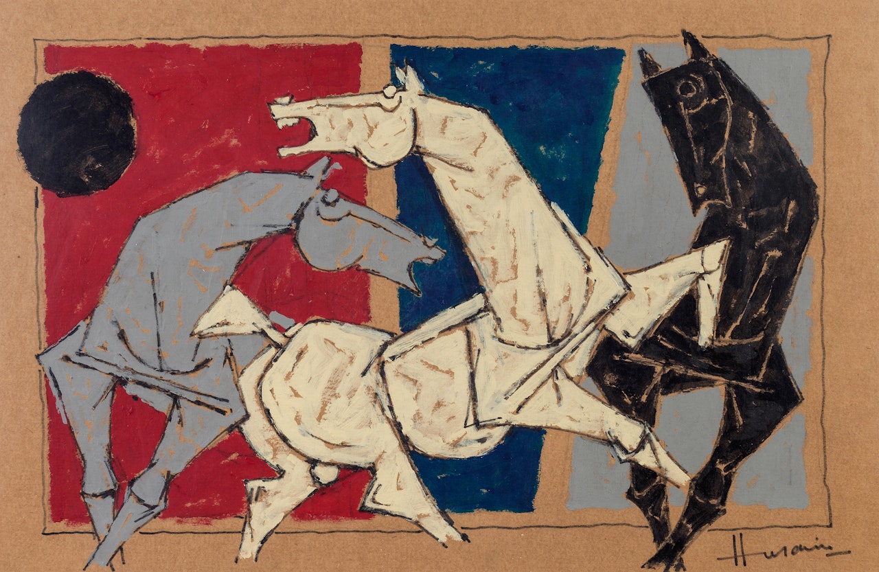 Untitled (Three Horses) by M.F. Husain