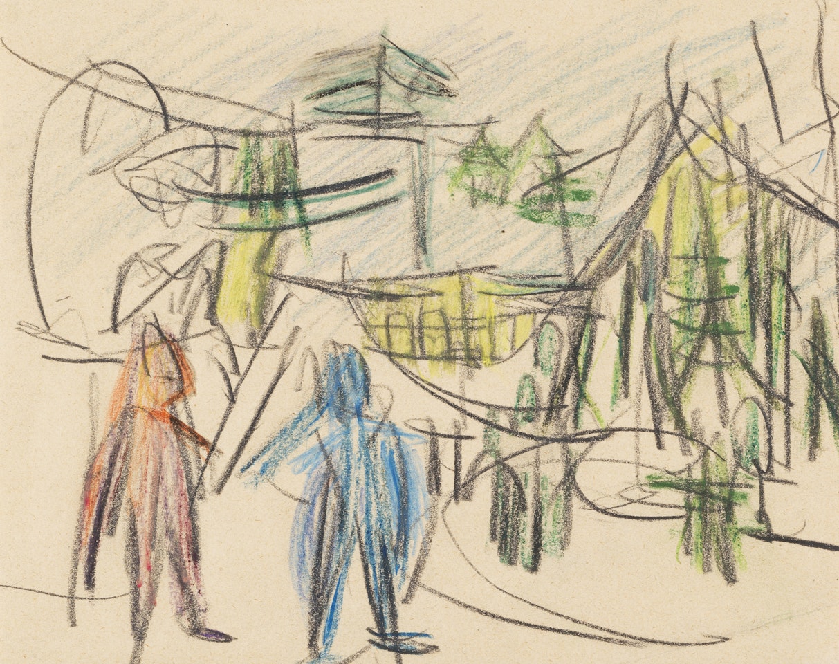 Davoser Landschaft mit Figuren by Ernst Ludwig Kirchner