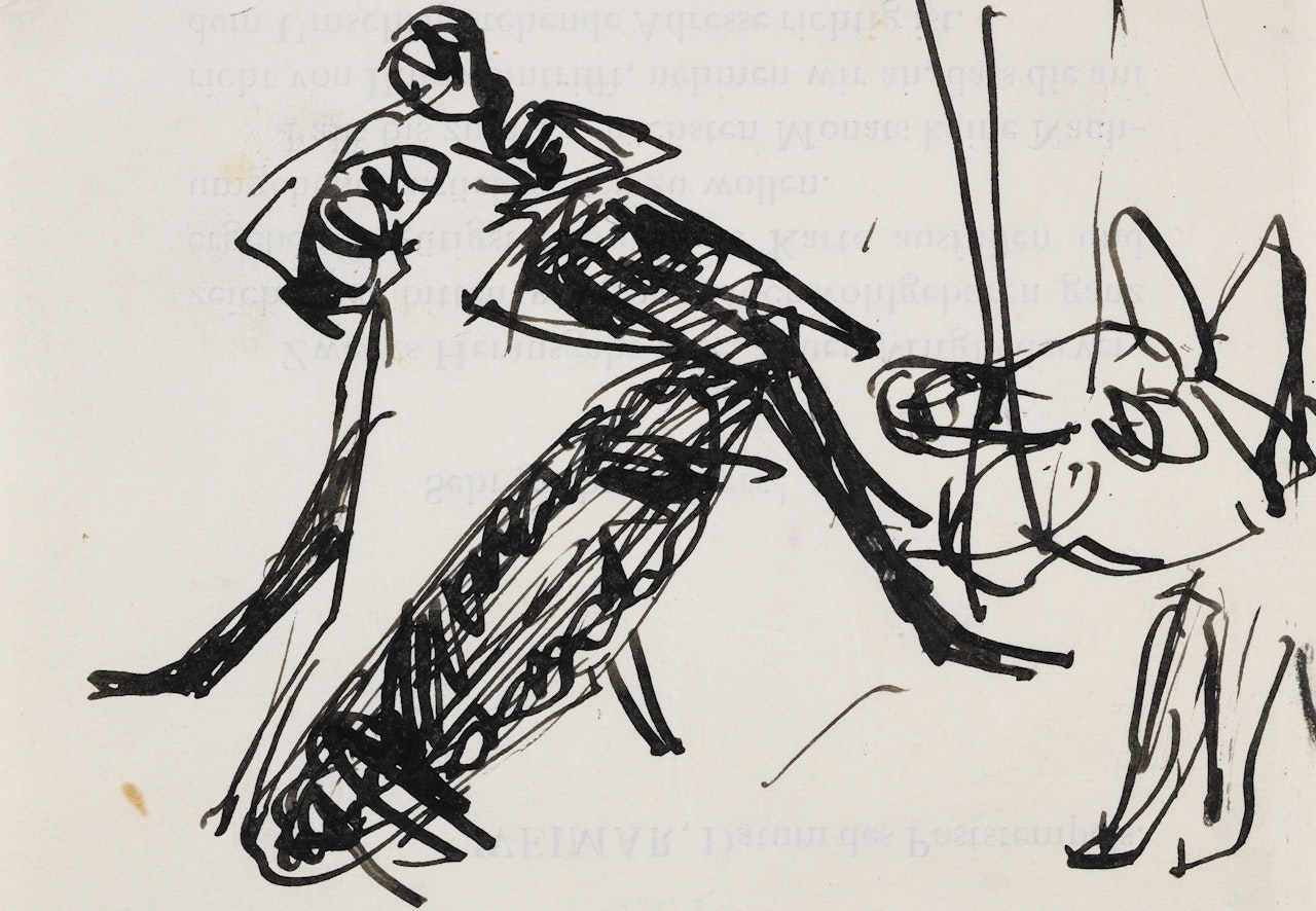 Tanzpaar auf der Bühne (mit Hund) by Ernst Ludwig Kirchner