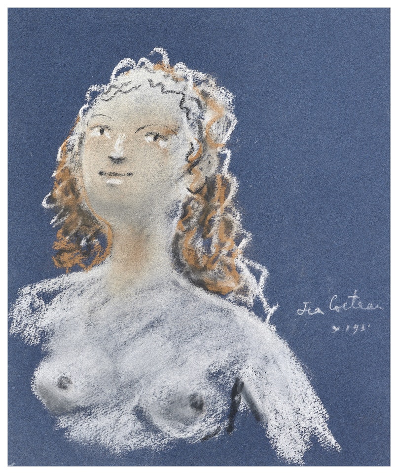 Jeune femme nue en buste by Jean Cocteau