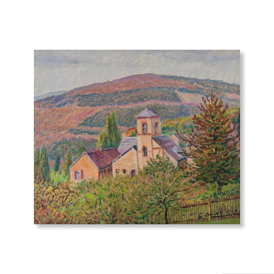 Vue de ma fenêtre Le village de Georgenborn et montagne de Hansen-Kopf by Gustave Cariot