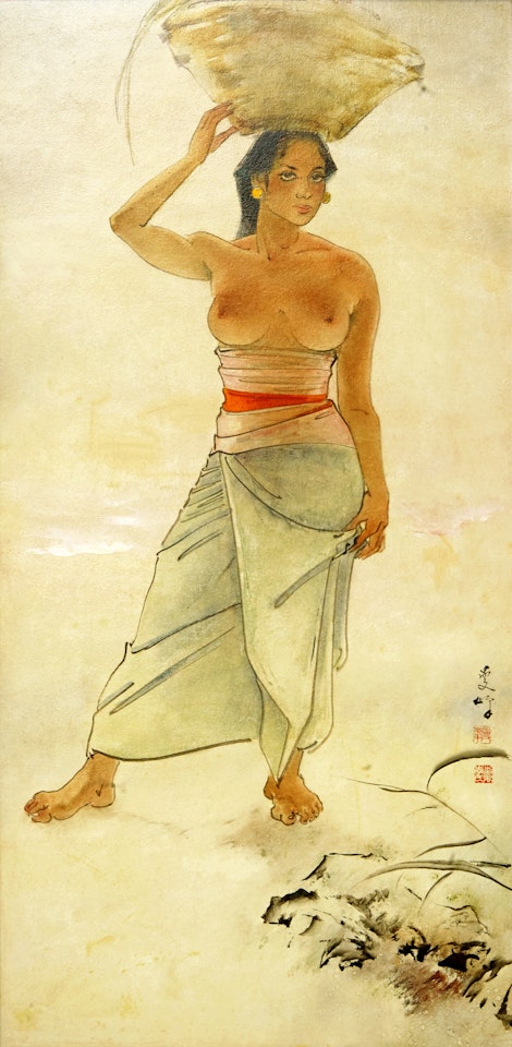 Setengah Telanjang dengan Membawa Bakul di Kepala (Half Nude with Basket on Her Head) by Lee Man Fong