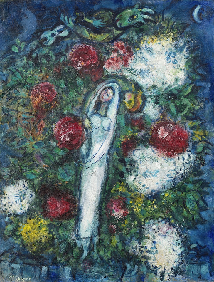 La mariée ou Les amoureux aux fleurs by Marc Chagall