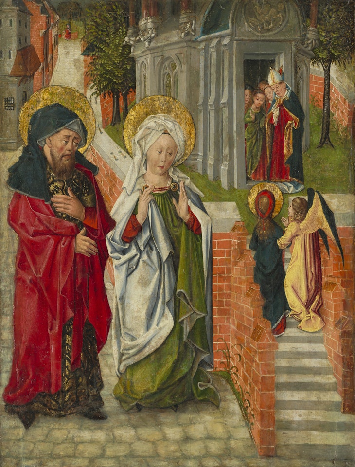 La Présentation de la Vierge au Temple ; Deux saints (saint Jacques le Mineur et saint Philippe ?) by Flemish School