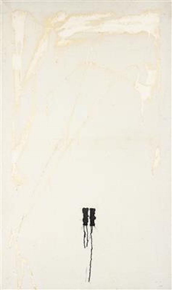Untitled (red monochrome with letter O) by Mario Schifano