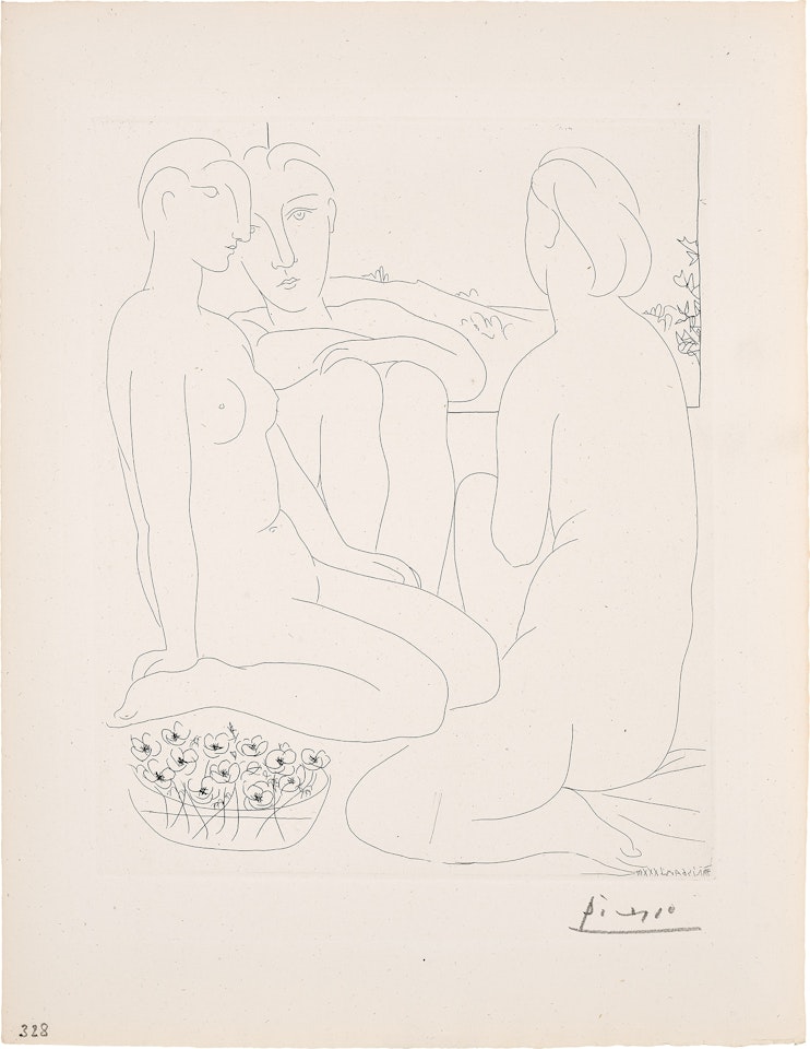 Trois femmes nues près d"une fenêtre (Three Nude Women by a Window), plate 67 from La Suite Vollard (Bl. 176, Ba. 329) by Pablo Picasso