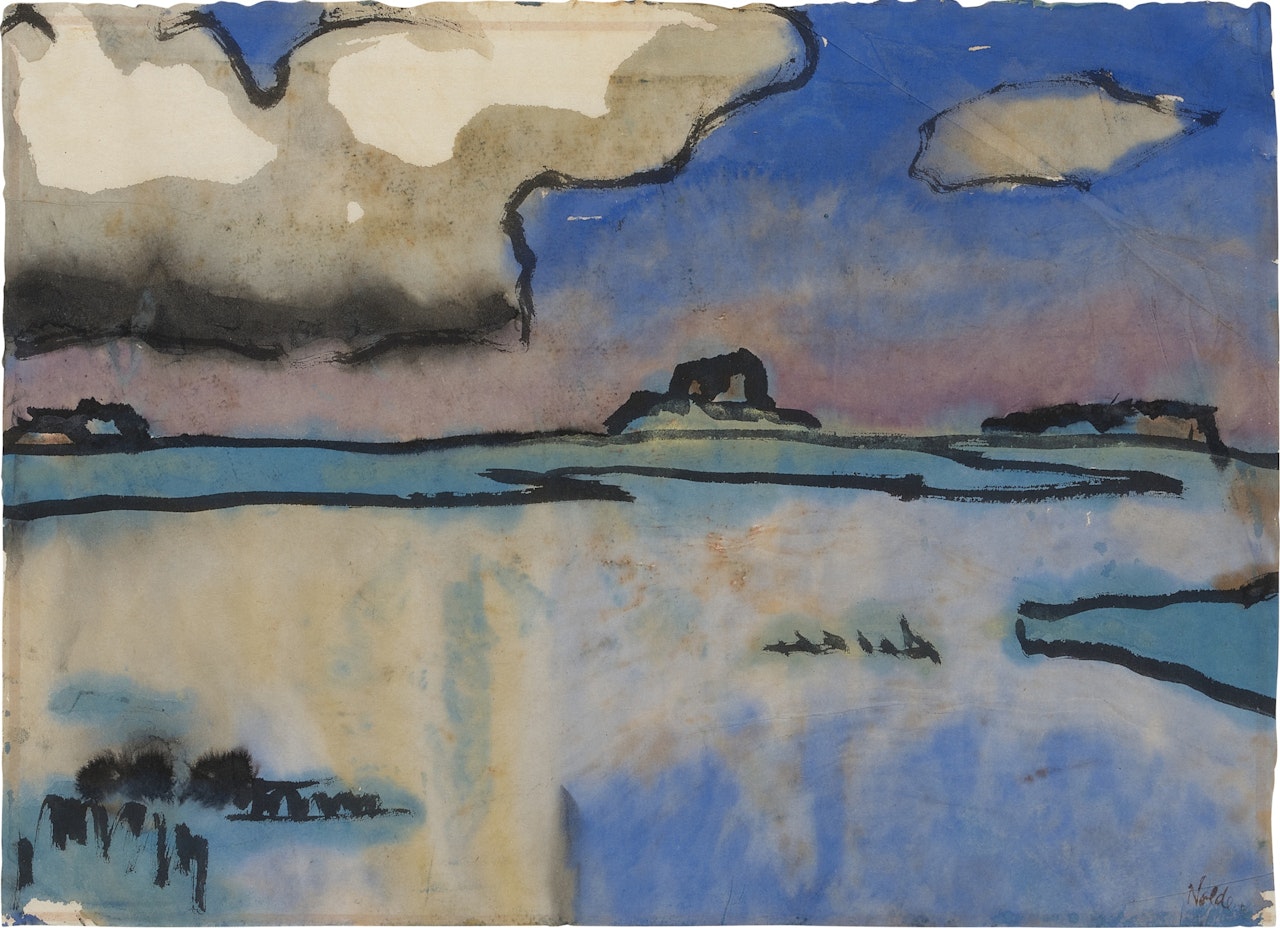 Marschlandschaft mit großer Wolke (Marsh Landscape with large Cloud) by Emil Nolde