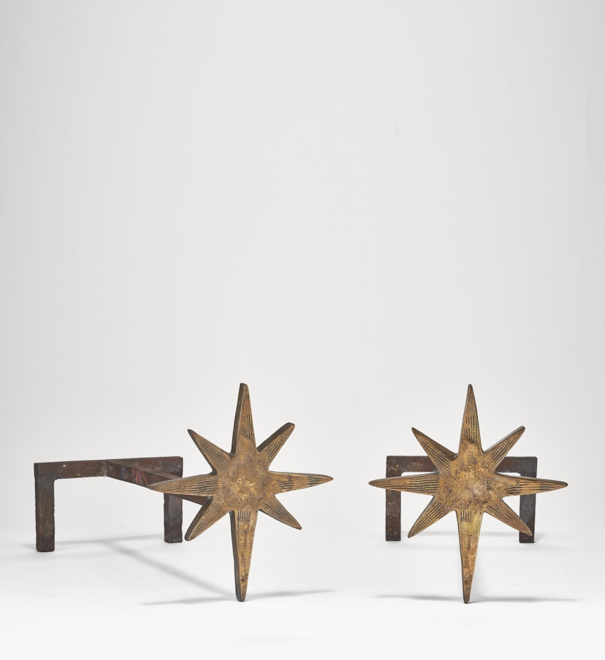 Pair of "Étoile" Andirons by Diego Giacometti