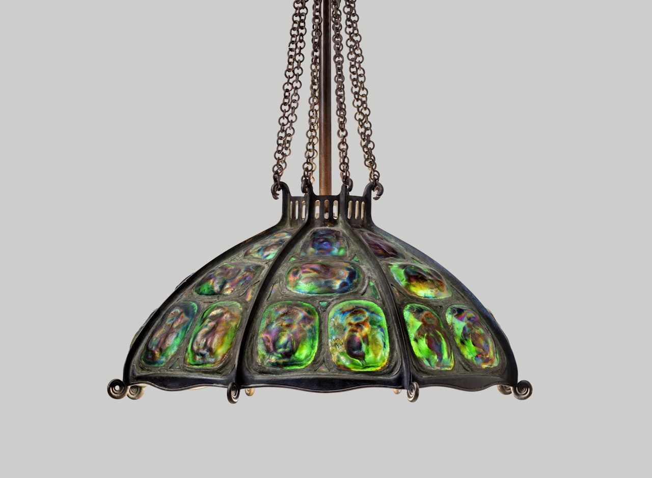 "Turtle-Back Tile" Chandelier by Tiffany Studios