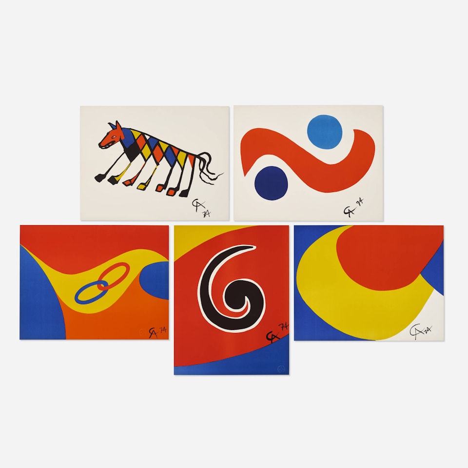 Five works from the Flying Colors portfolio by Alexander Calder