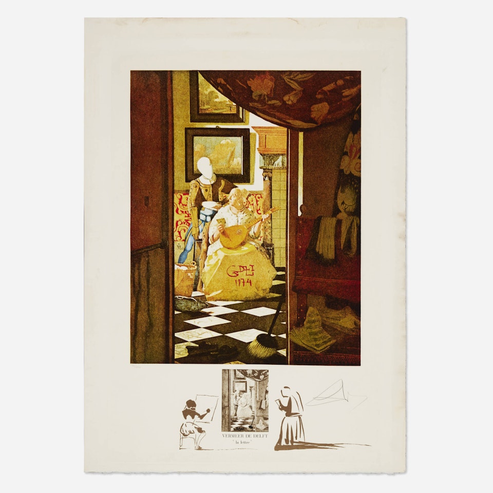 Vermeer - La lettre (from the Changes in Great Masterpieces portfolio) by Salvador Dali