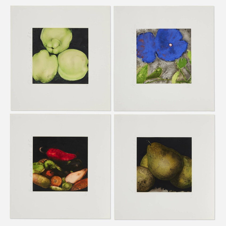 Quinces; Morning Glories; Peppers; Four Pears (four works) by Donald Sultan