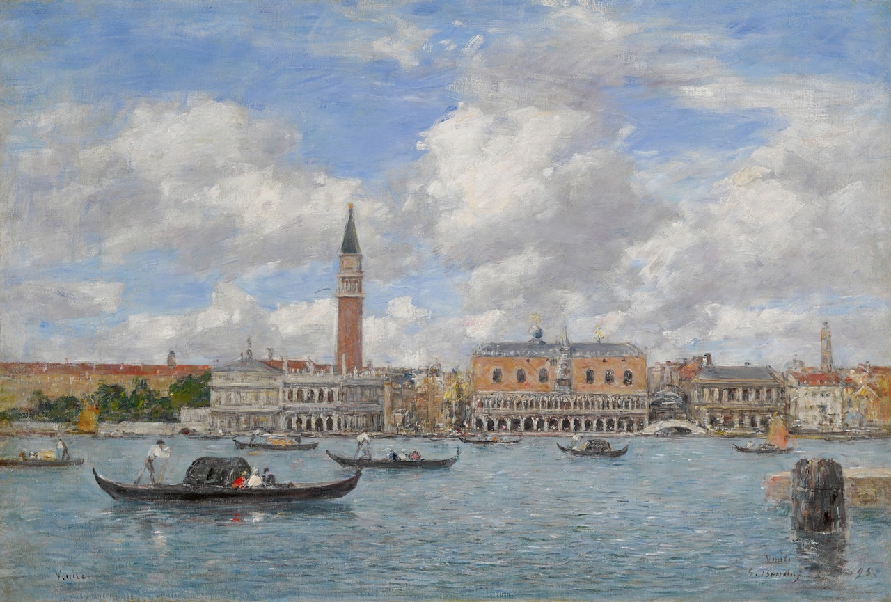 Venise, Il Campanile, Le Palais Ducal et La Piazzeta vue prise de San Giorgio by Eugène Boudin