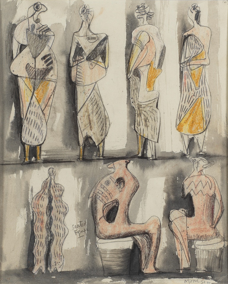 Seven Studies for Standing and Seated Figures by Henry Moore