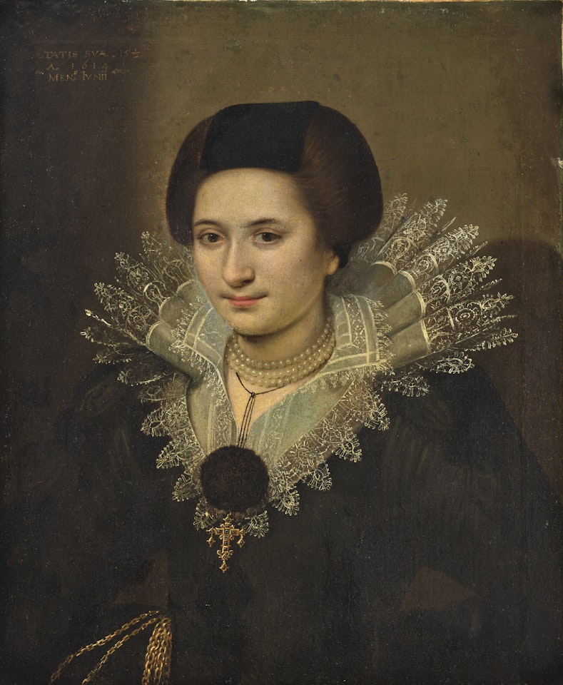Portrait d"une jeune fille âgée de 15 ans, en buste by Dutch School